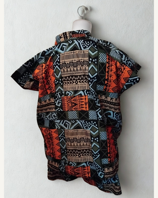 Ensemble 2 pièces Kimono + Bermuda — Imprimé Africain Géométrique Multicolore · Exemplaire unique