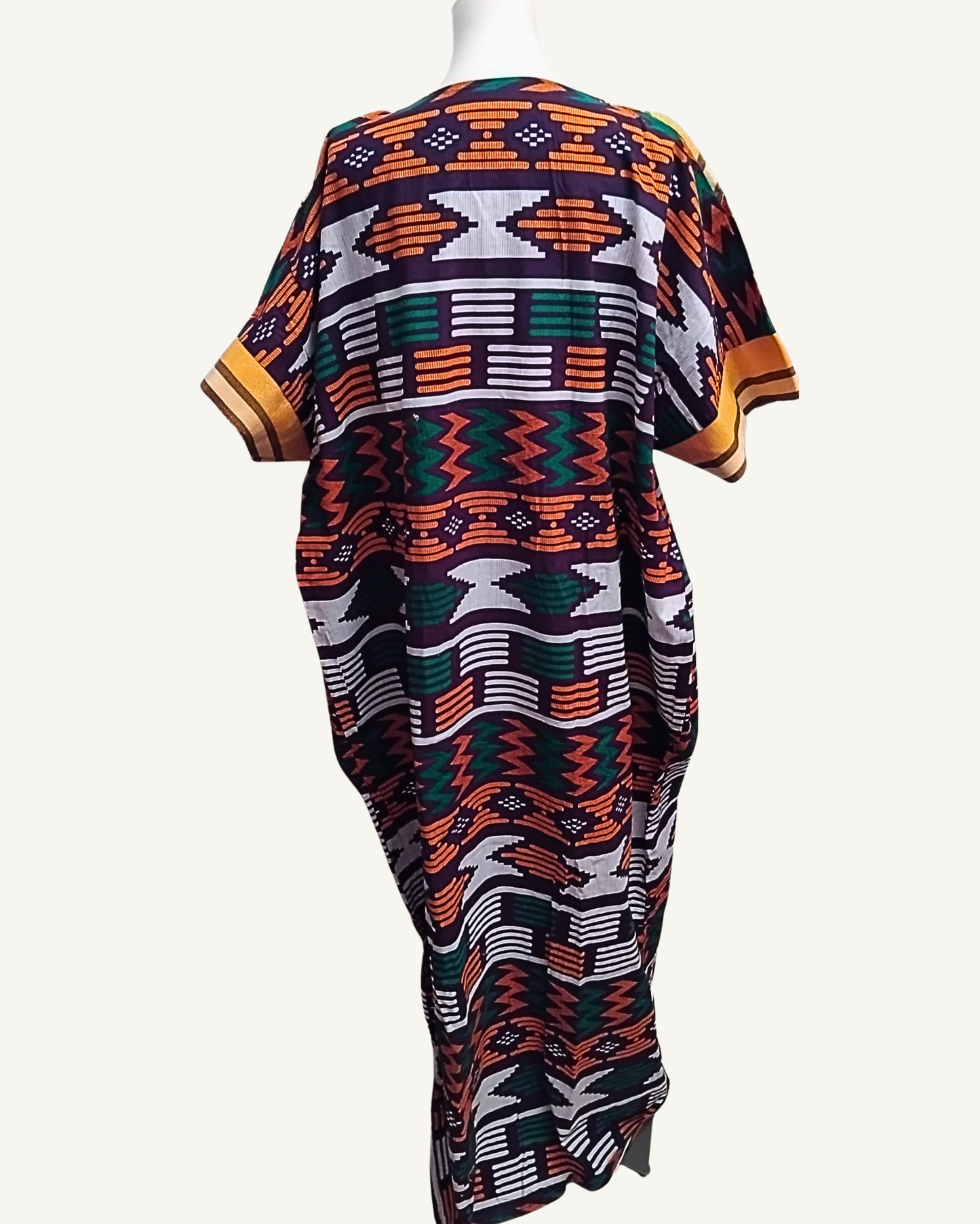Robe Kaftan Kente • Imprimé géométrique africain • Exemplaire unique