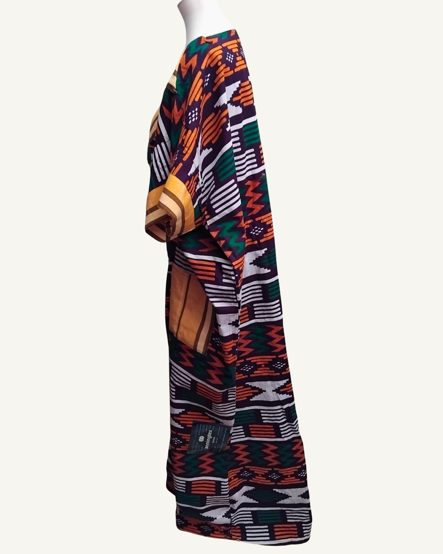 Robe Kaftan Kente • Imprimé géométrique africain • Exemplaire unique